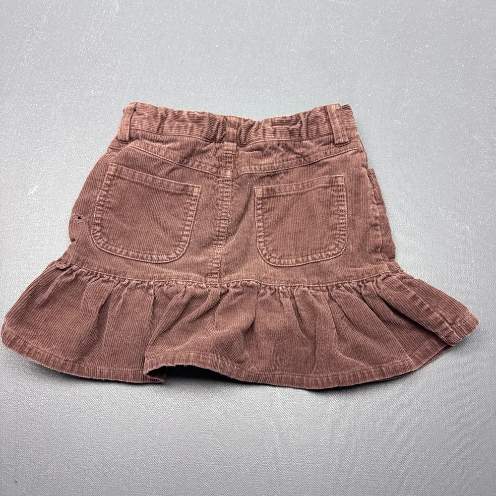Gymboree Girls Size 7 Brown Corduroy Skort Embroidered Hearts Ruffle Hem Cotton